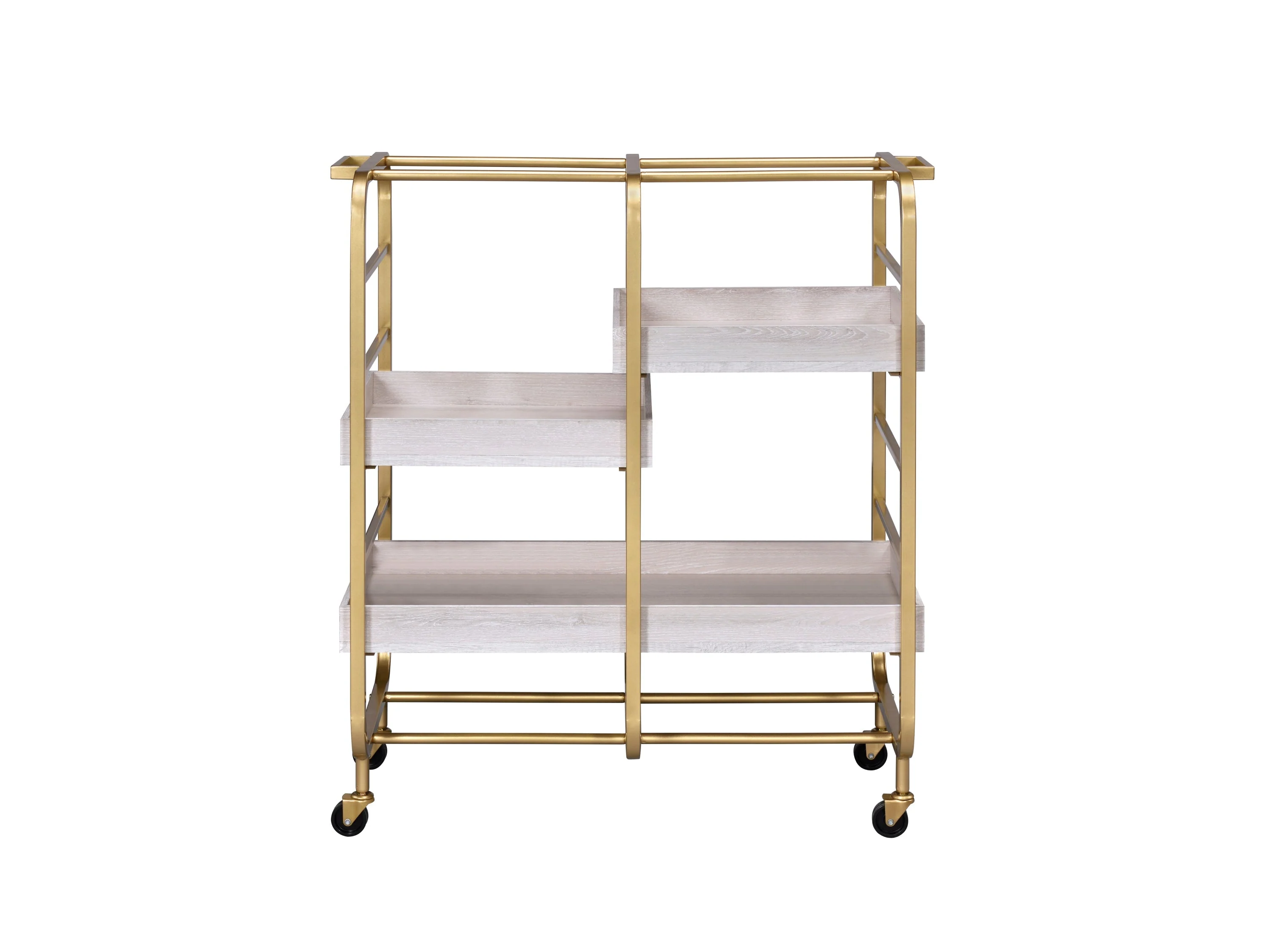 Vorrik Gold & White Washed Finish Serving Cart - Image 5