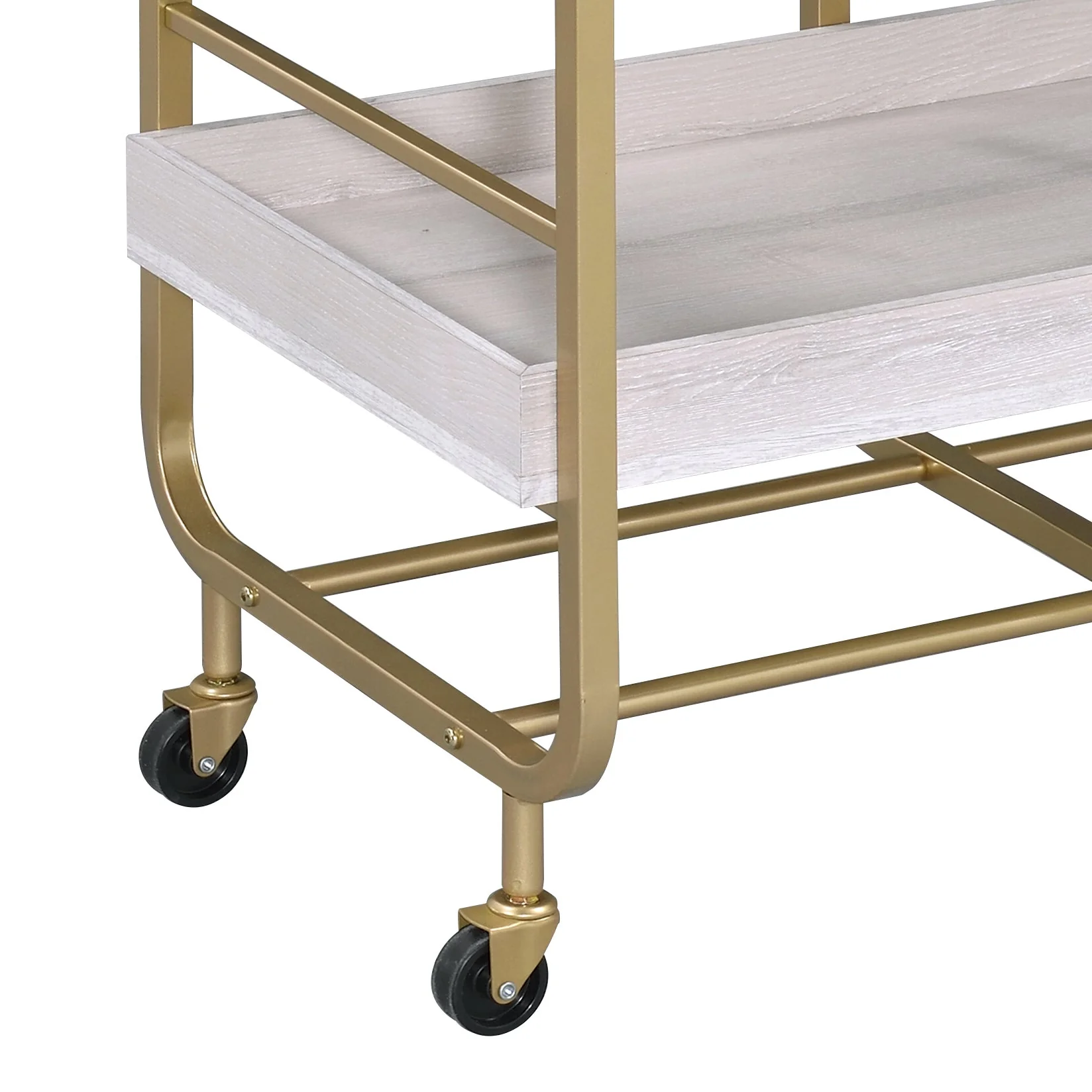 Vorrik Gold & White Washed Finish Serving Cart - Image 6