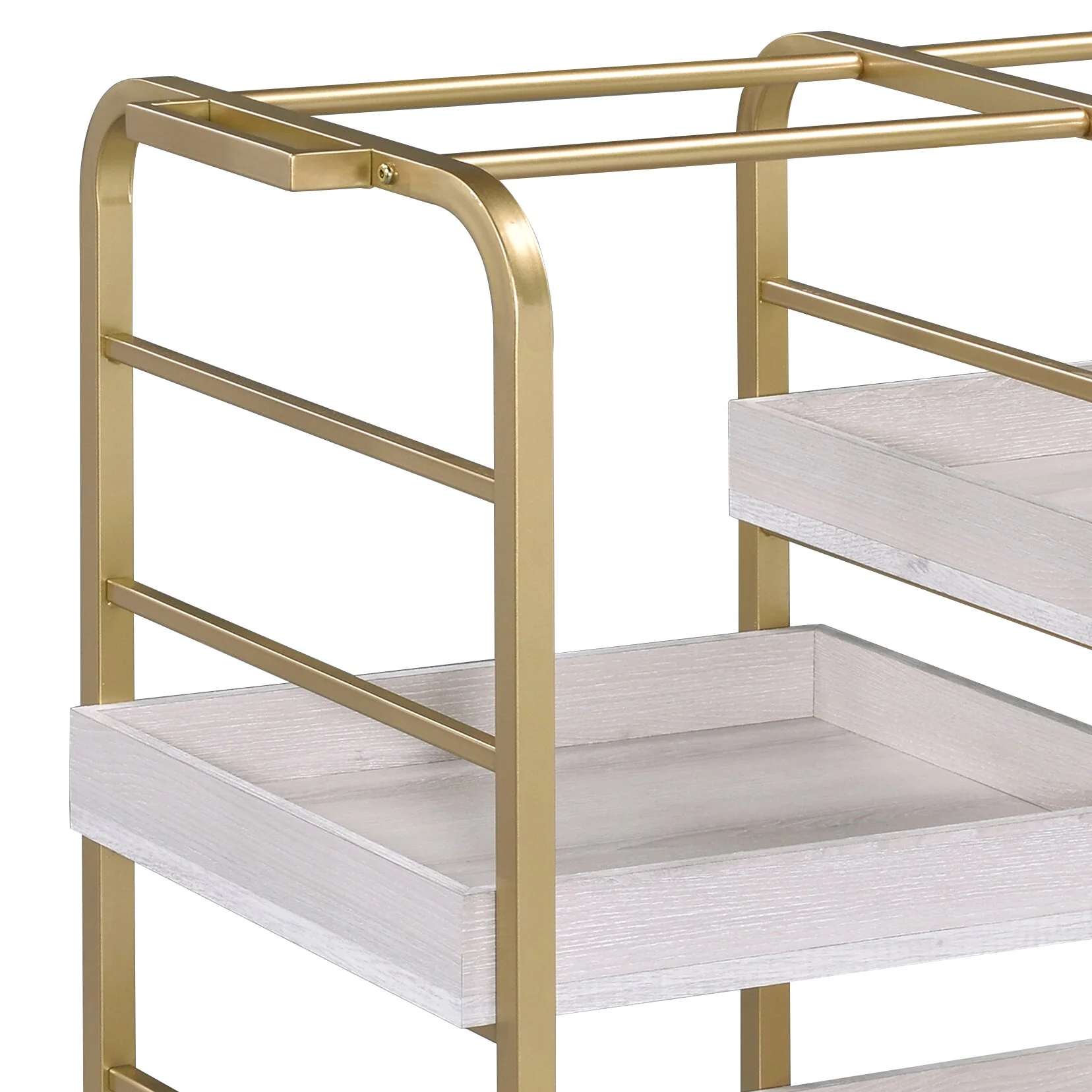 Vorrik Gold & White Washed Finish Serving Cart - Image 7