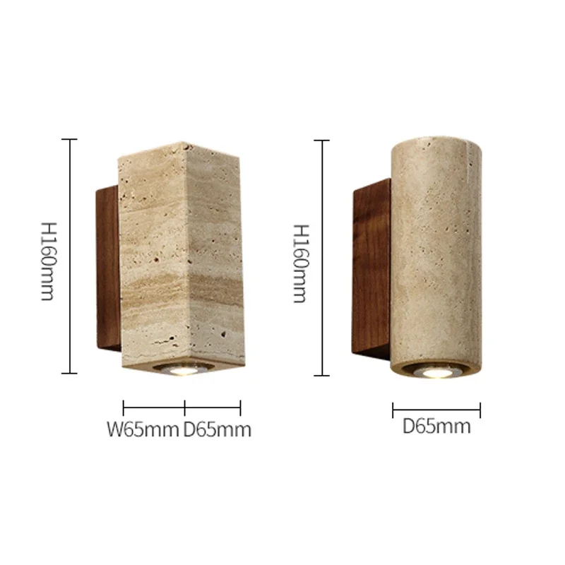 Wabi Sabi Marble LED Wall Light Travertine Bedside Lamp for Bedroom Living - Image 5