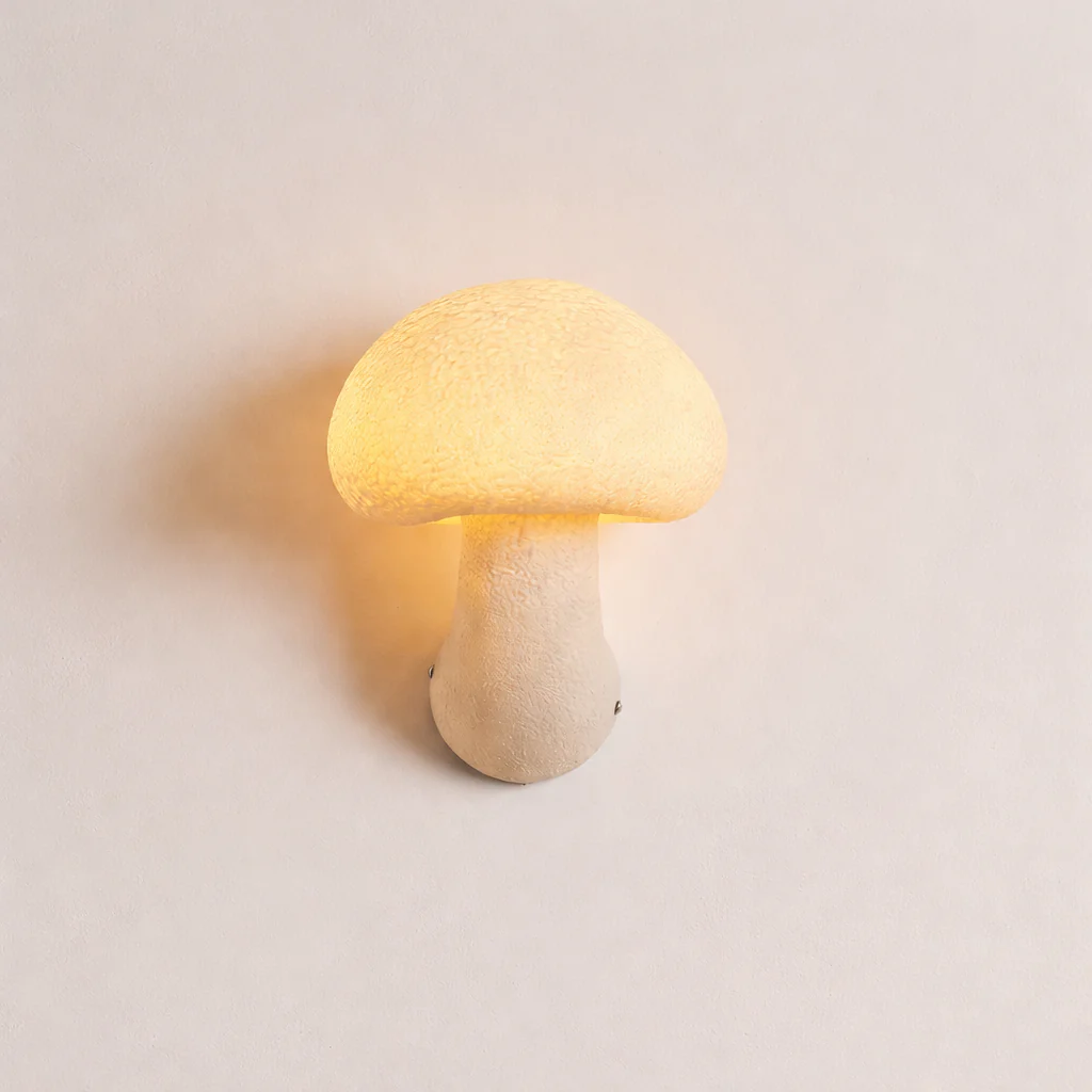 Wabi Sabi Mushroom Wall Sconce French Cream LED Bedroom Living Room Lamp - Image 7