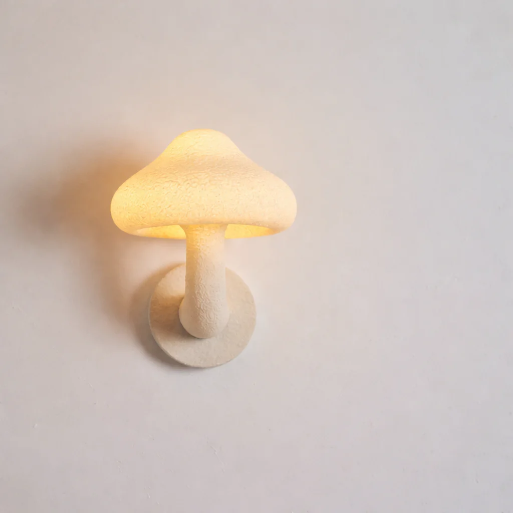 Wabi Sabi Mushroom Wall Sconce French Cream LED Bedroom Living Room Lamp - Image 8