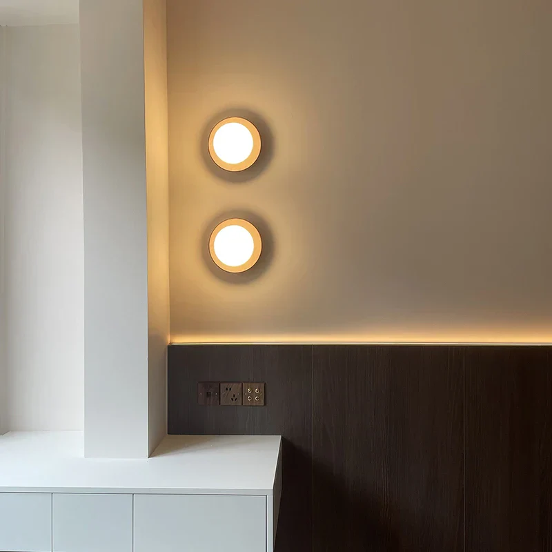 Wabi Sabi Wood Wall Sconce Walnut Glass Bedroom Bedside Hallway Stair Light - Image 3