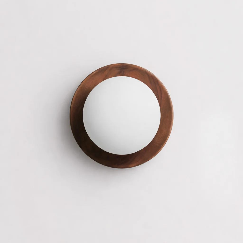Wabi Sabi Wood Wall Sconce Walnut Glass Bedroom Bedside Hallway Stair Light - Image 8