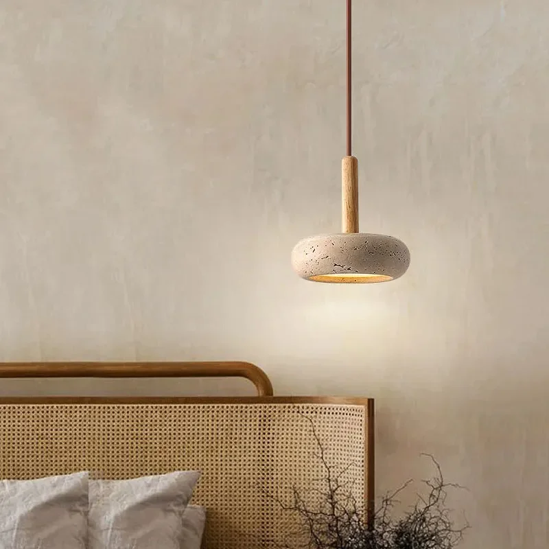 Wabi Sabi Yellow Stone LED Pendant Light – Modern Circular Hanging Lamp 2025