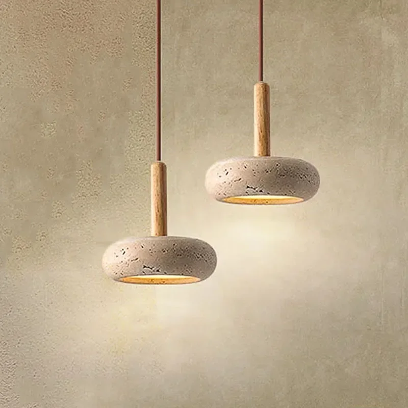 Wabi Sabi Yellow Stone LED Pendant Light – Modern Circular Hanging Lamp 2025 - Image 3
