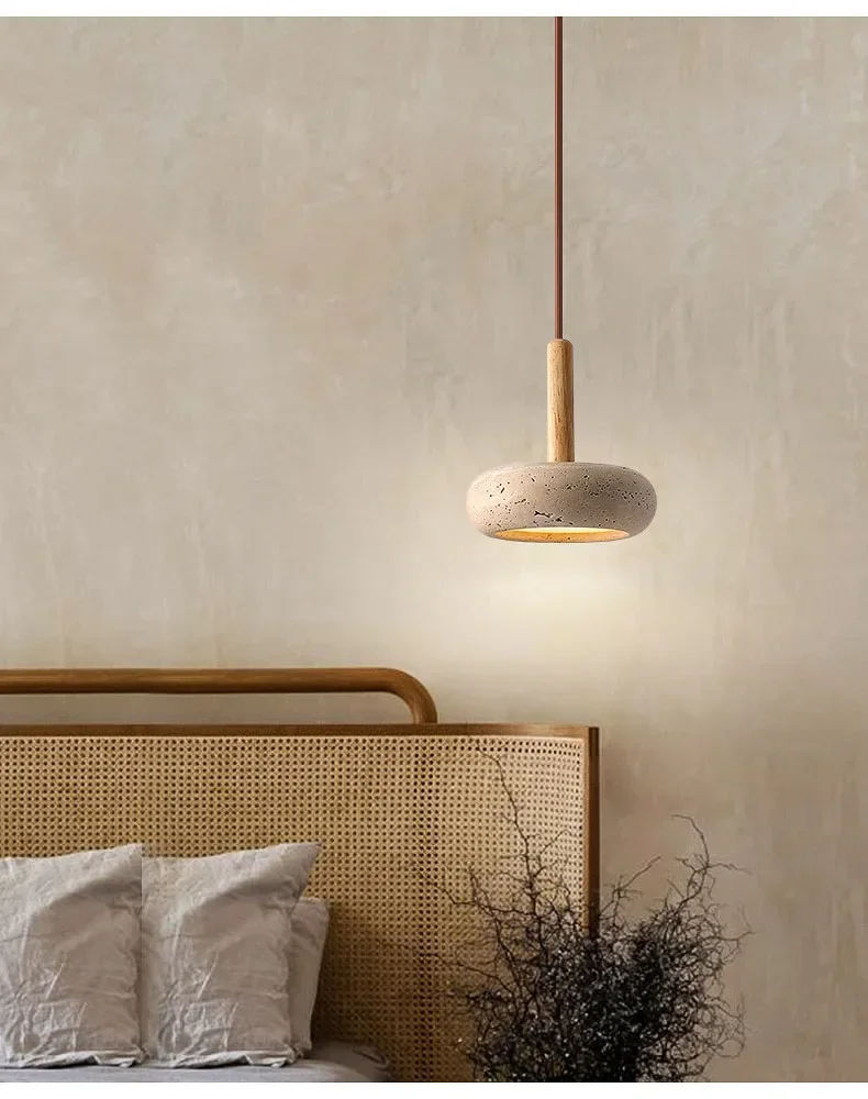Wabi Sabi Yellow Stone LED Pendant Light – Modern Circular Hanging Lamp 2025 - Image 6