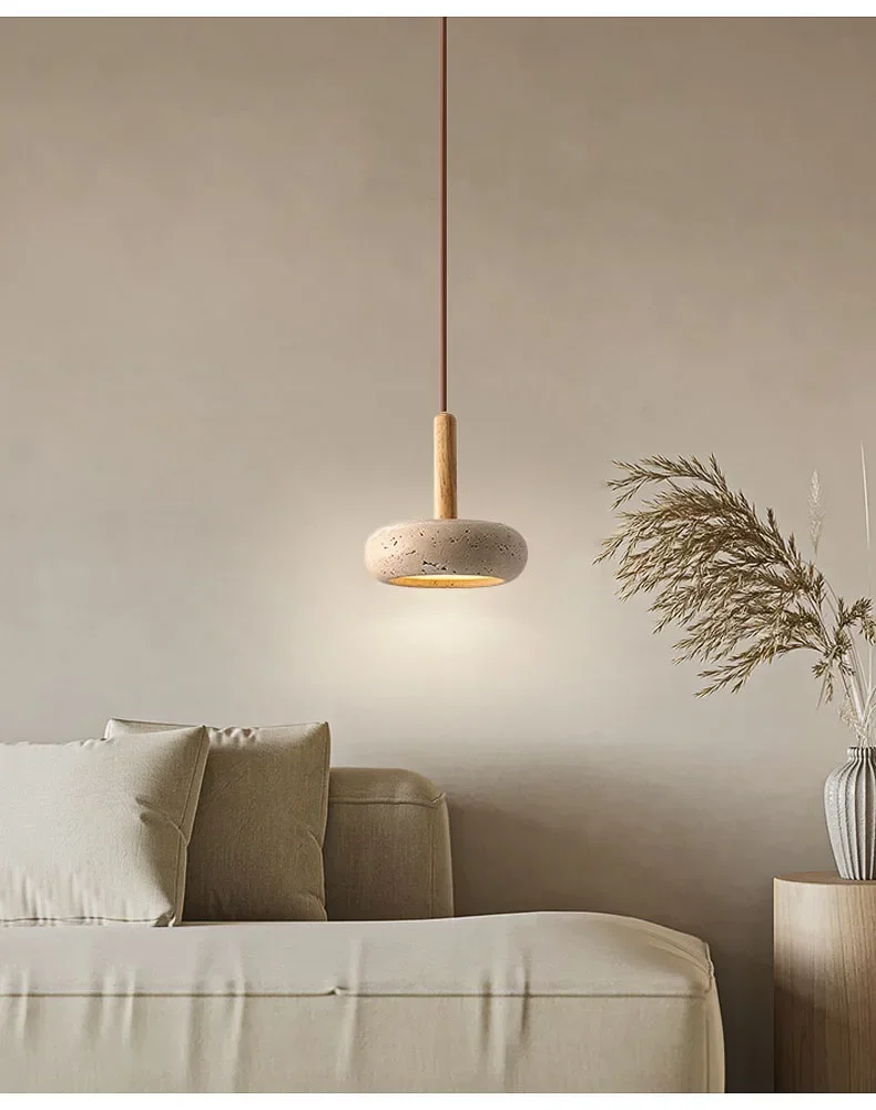 Wabi Sabi Yellow Stone LED Pendant Light – Modern Circular Hanging Lamp 2025 - Image 7