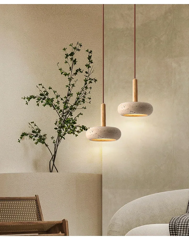 Wabi Sabi Yellow Stone LED Pendant Light – Modern Circular Hanging Lamp 2025 - Image 8
