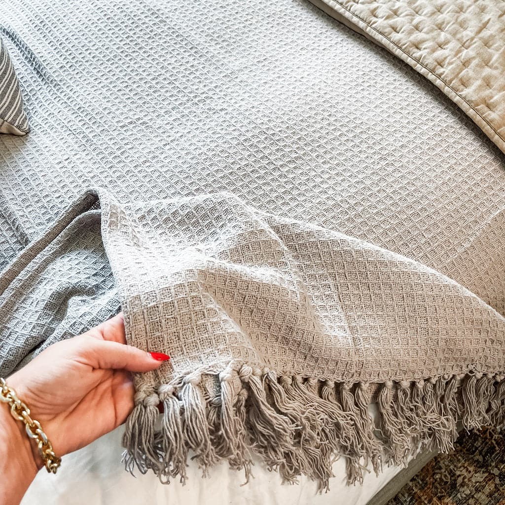 Waffle Cotton Knit Tassel Fringe Blanket/Coverlet - Image 19