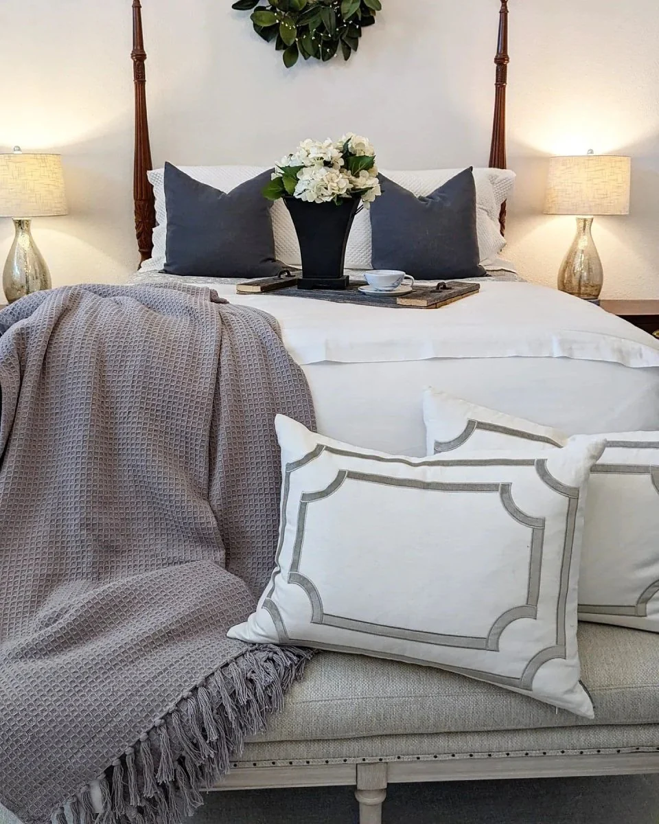 Waffle Cotton Knit Tassel Fringe Blanket/Coverlet - Image 21