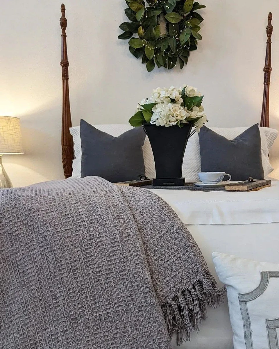 Waffle Cotton Knit Tassel Fringe Blanket/Coverlet - Image 22