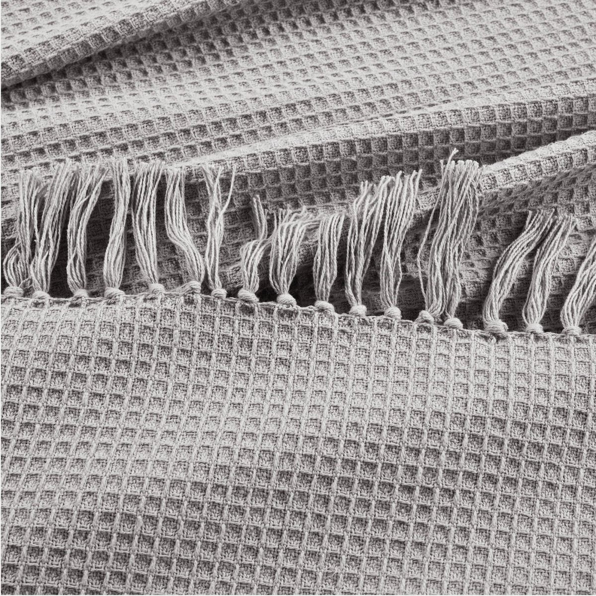 Waffle Cotton Knit Tassel Fringe Blanket/Coverlet - Image 5