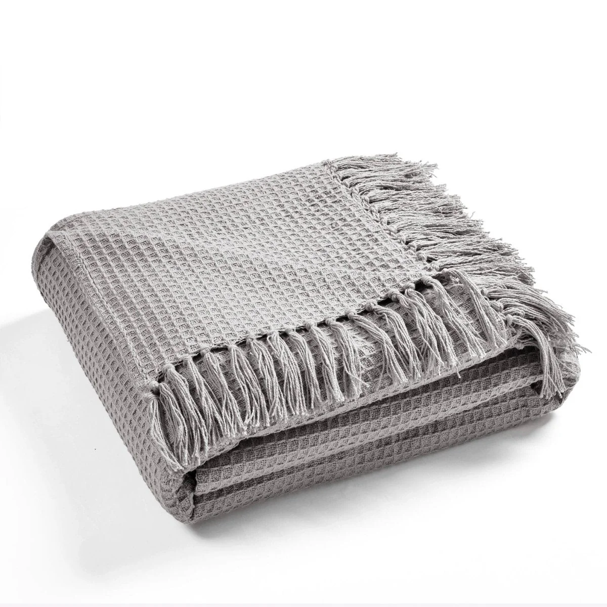 Waffle Cotton Knit Tassel Fringe Blanket/Coverlet - Image 6