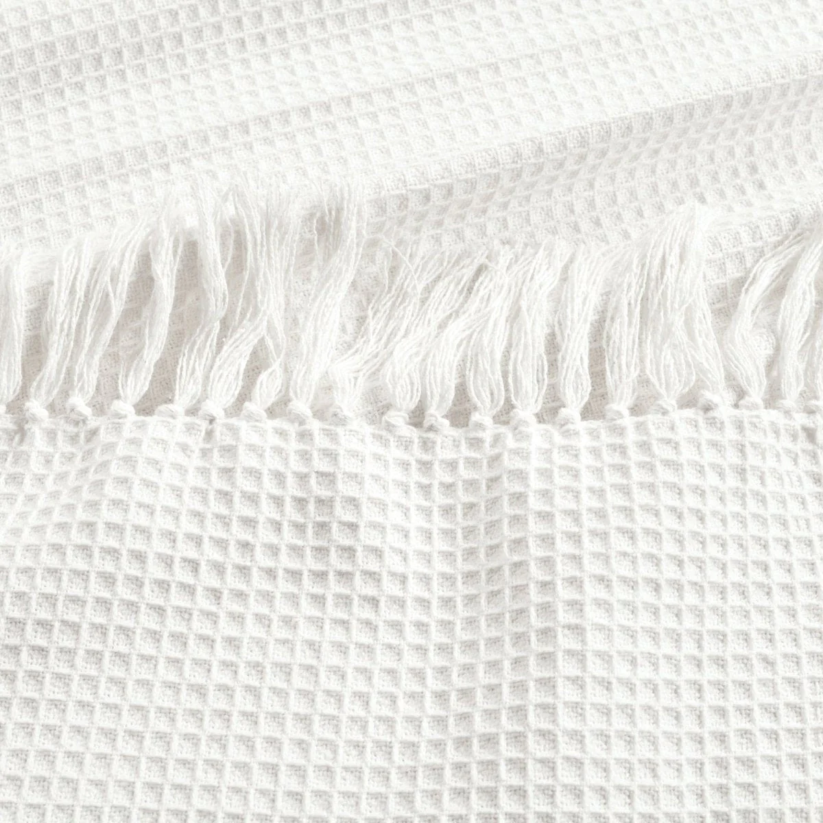 Waffle Cotton Knit Tassel Fringe Blanket/Coverlet - Image 9