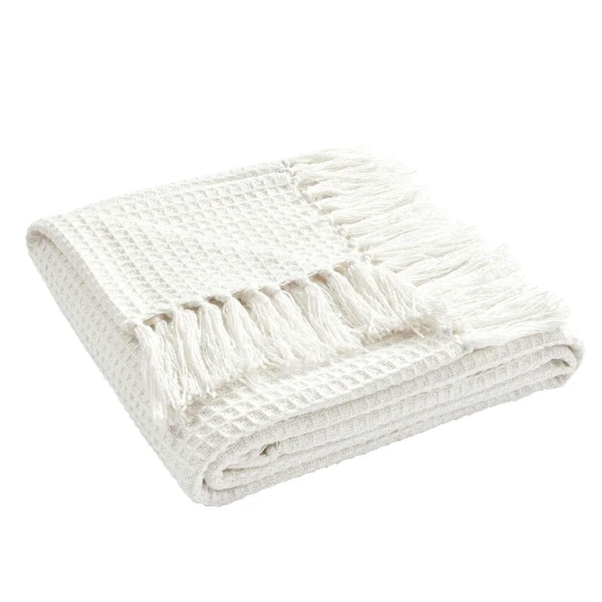 Waffle Cotton Knit Tassel Fringe Throw - Image 8