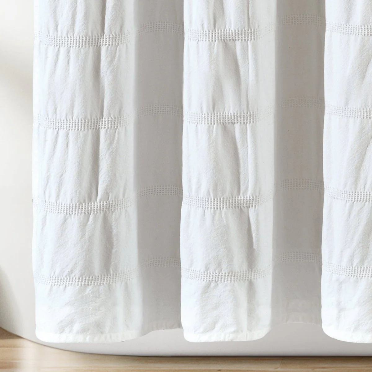 Waffle Stripe Woven Cotton Shower Curtain - Image 12