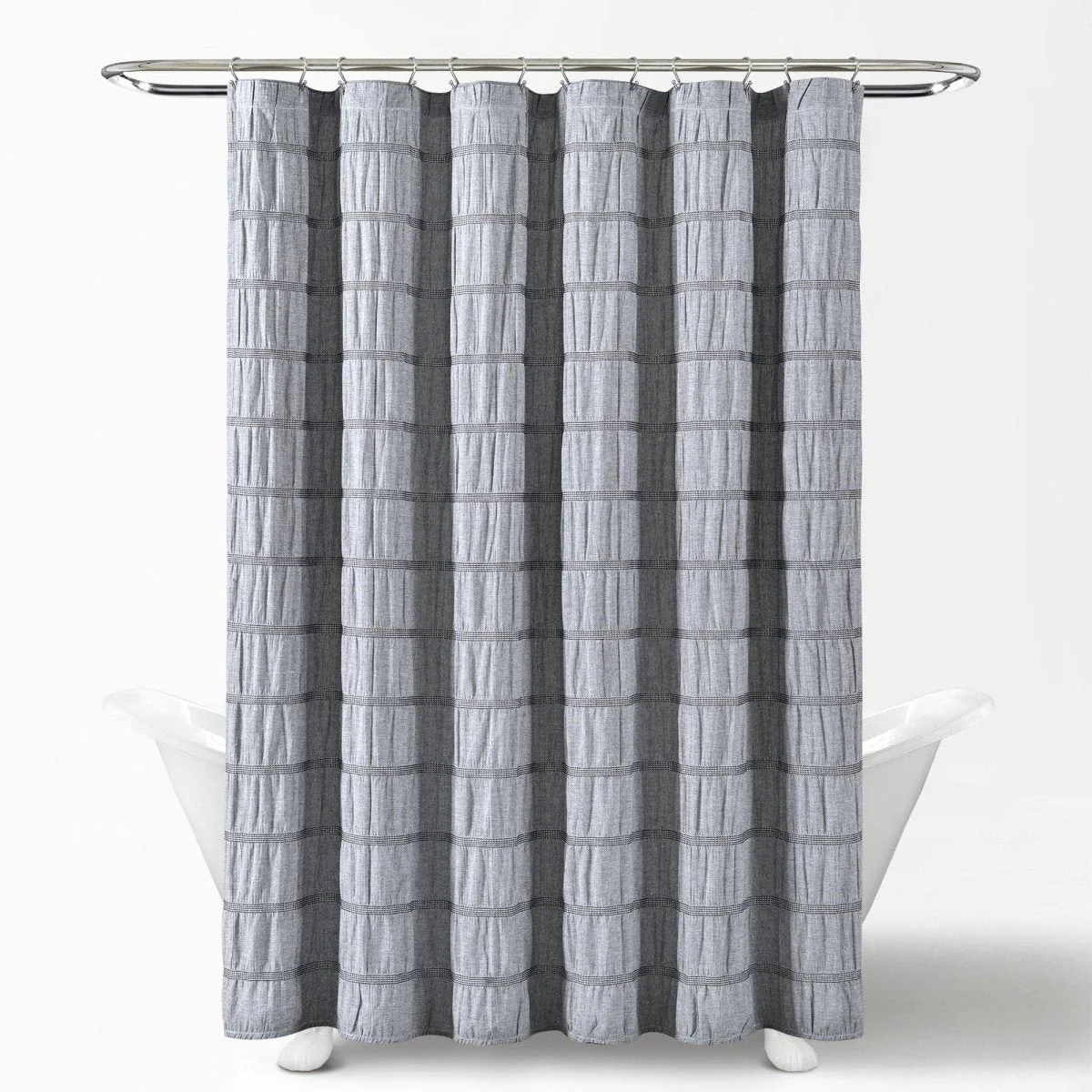 Waffle Stripe Woven Cotton Shower Curtain - Image 5