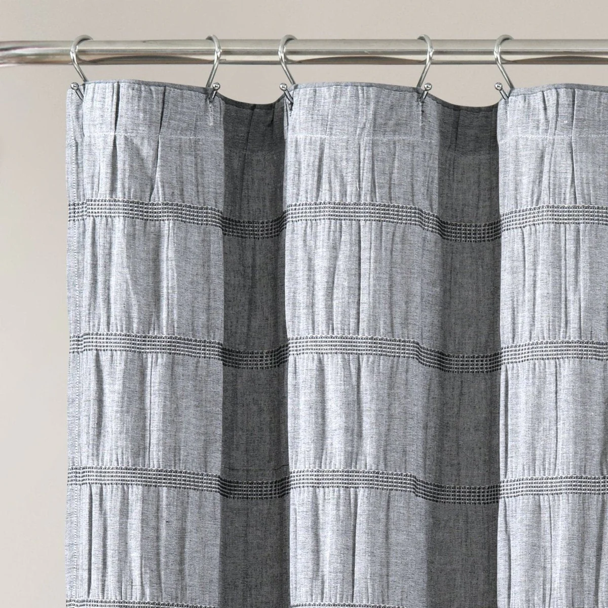 Waffle Stripe Woven Cotton Shower Curtain - Image 6