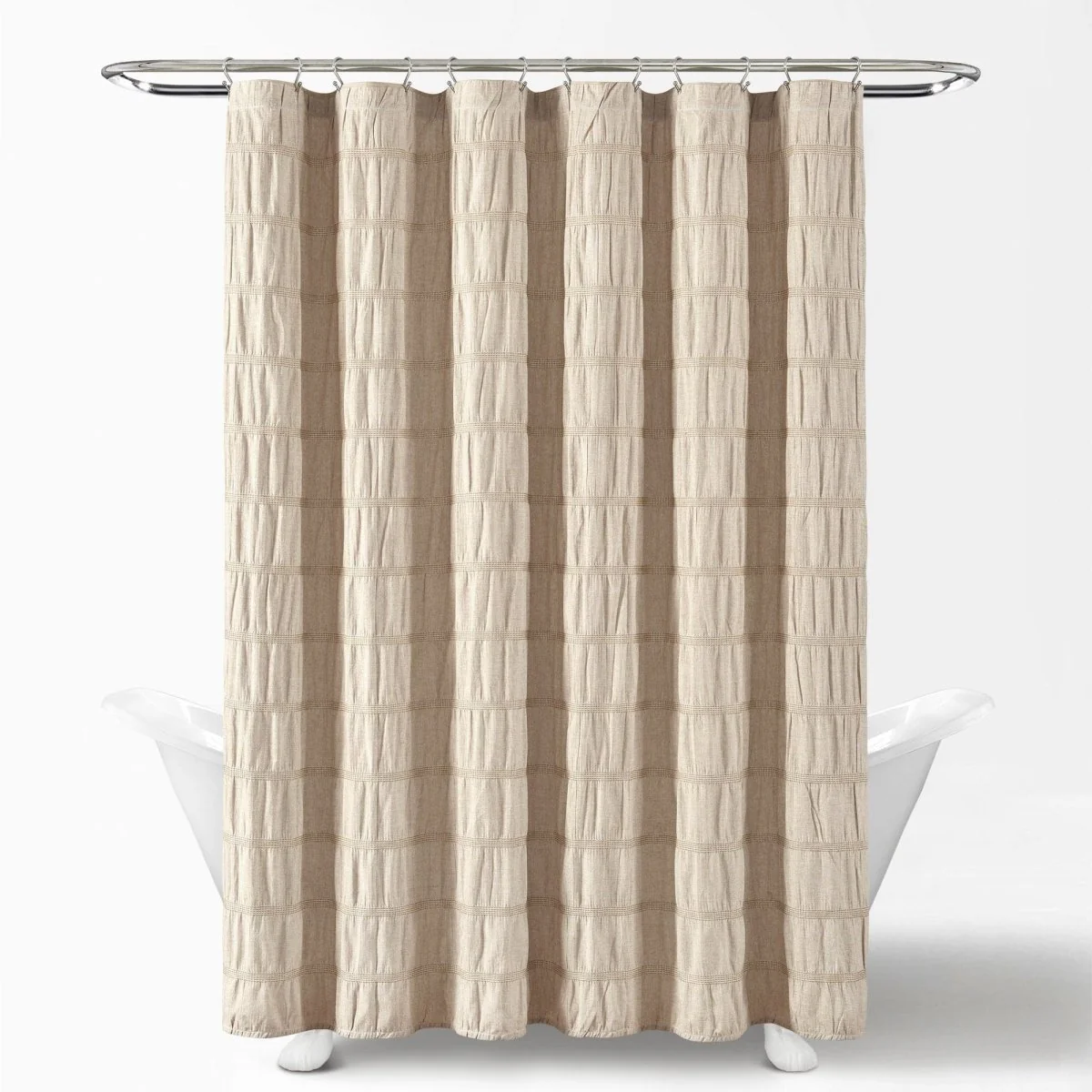 Waffle Stripe Woven Cotton Shower Curtain - Image 7