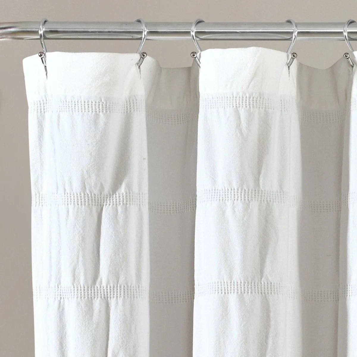 Waffle Stripe Woven Cotton Shower Curtain - Image 9