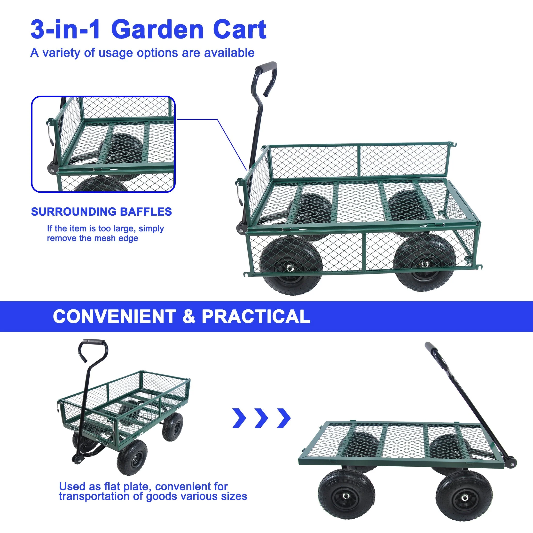 Wagon Cart Garden Cart Trucks in Green - Image 9
