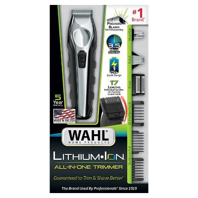 Wahl Lithium Ion All In One Cordless Rechargeable Electric Beard Trimmer, Shaver, Detailer, Nose Trimmer - Imperfect Box - Image 9
