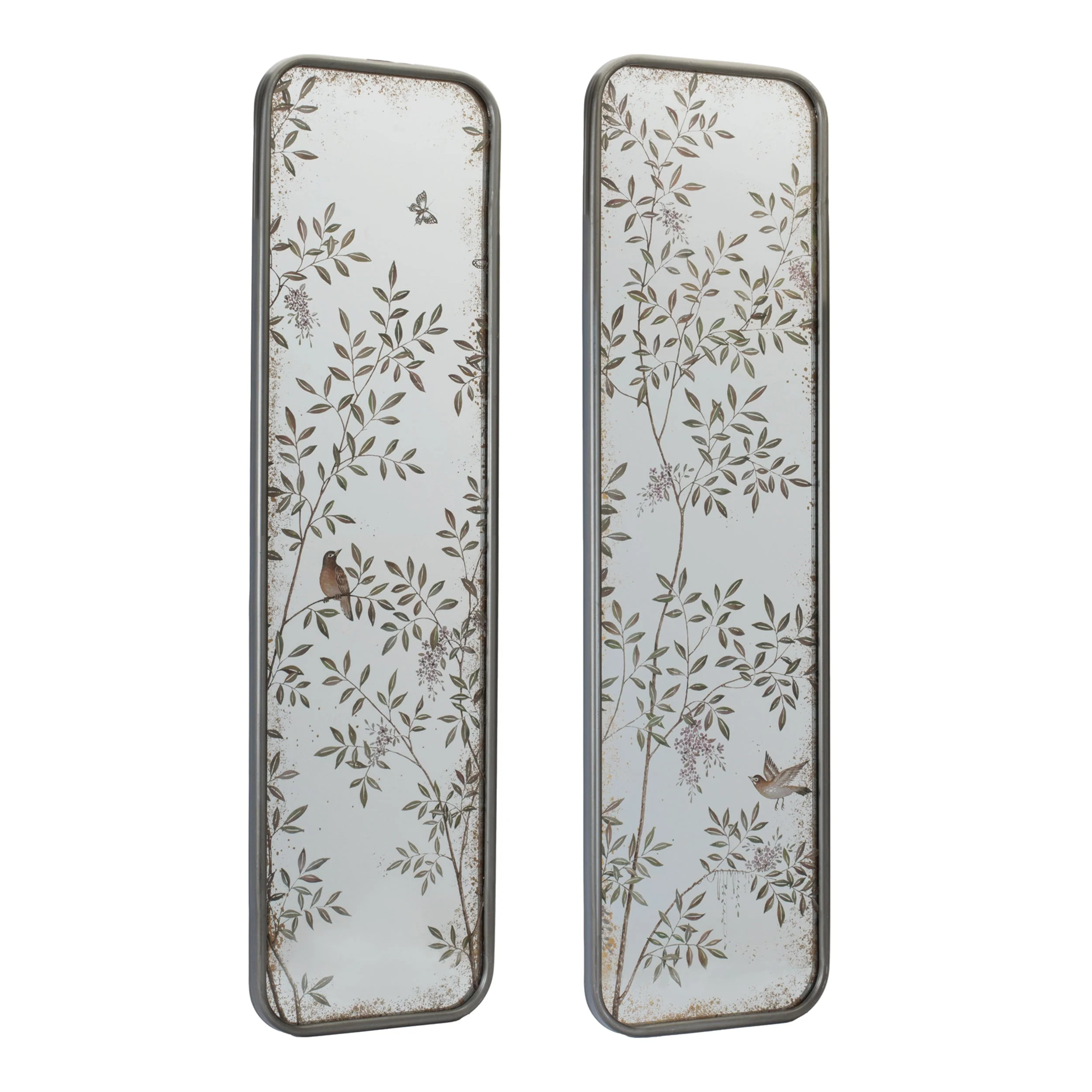 Wall Mirror with Bird and Floral Foliage Print (Set of 2) - Image 2