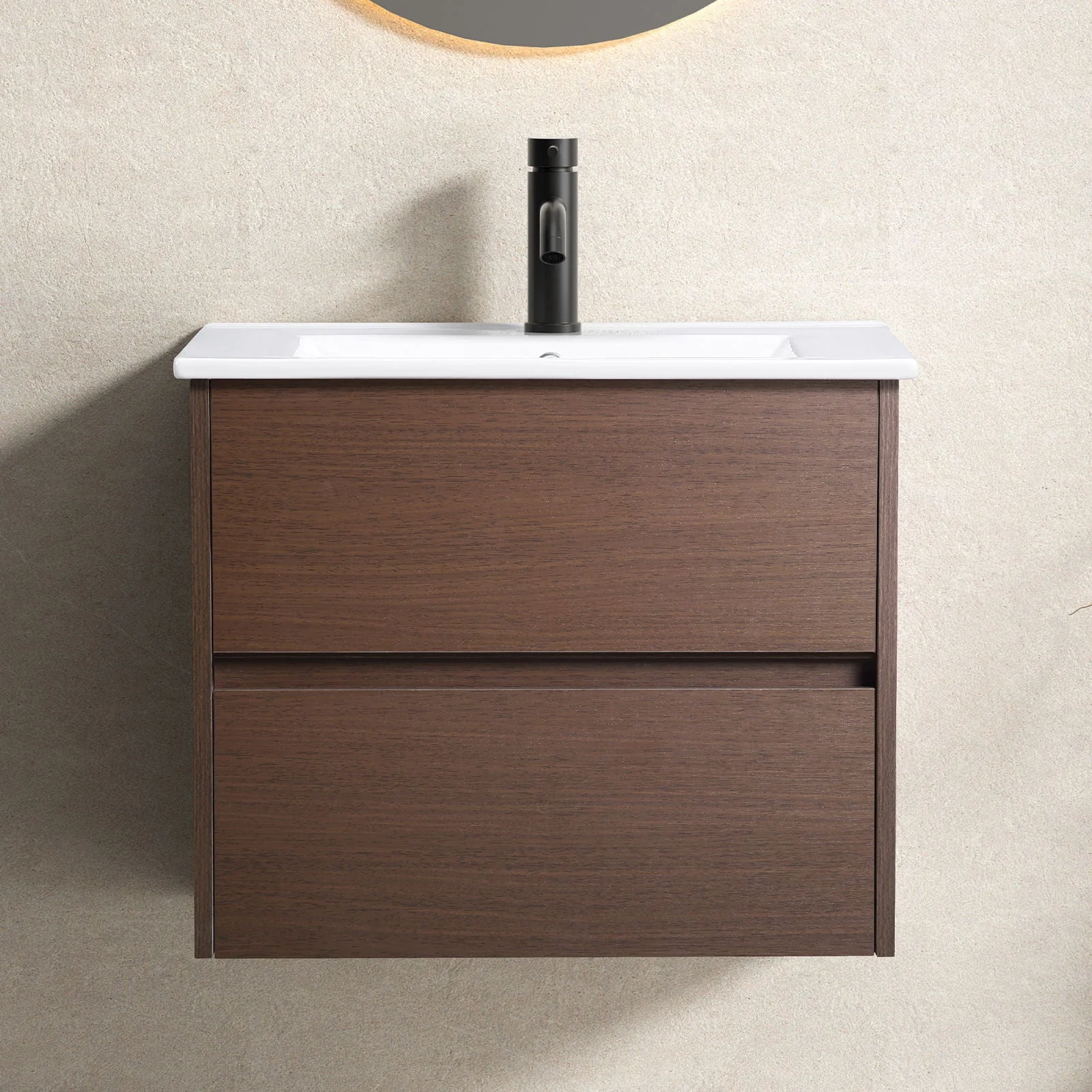 Wall-Mounted Bathroom Vanity, Soft-Close Drawer, Premium Slides - Black Brown - Image 3