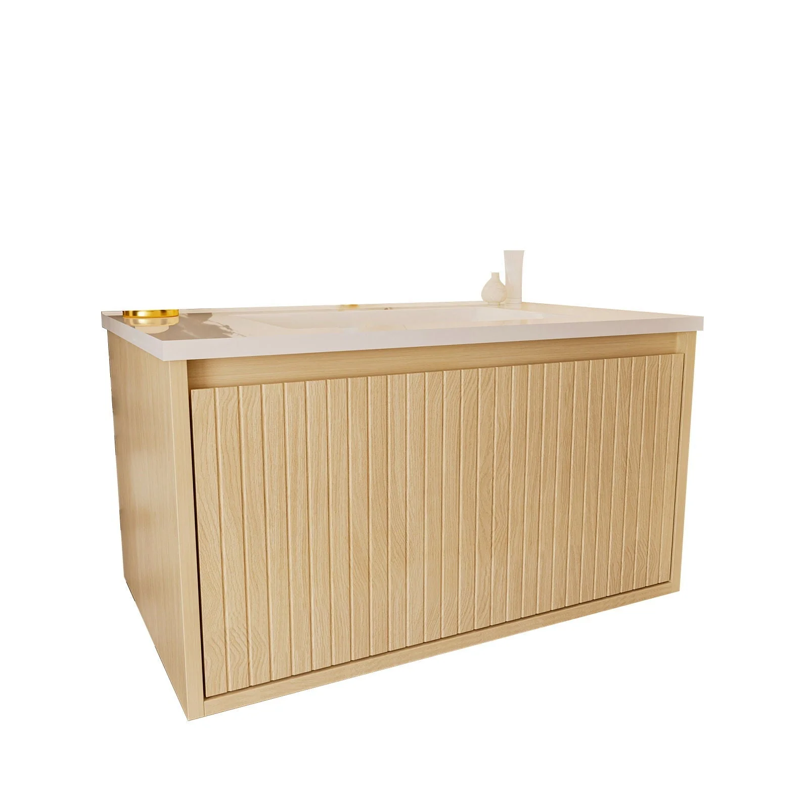 Wall Mounted Floating Bathroom Vanity With Sink And Drawers - Image 2