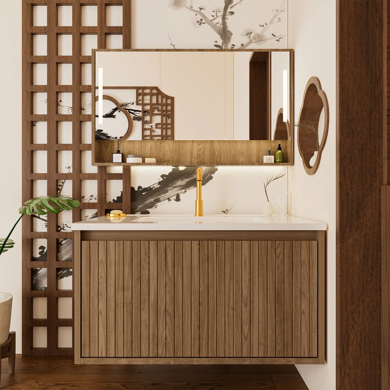 Wall Mounted Floating Bathroom Vanity With Sink And Drawers - Image 7