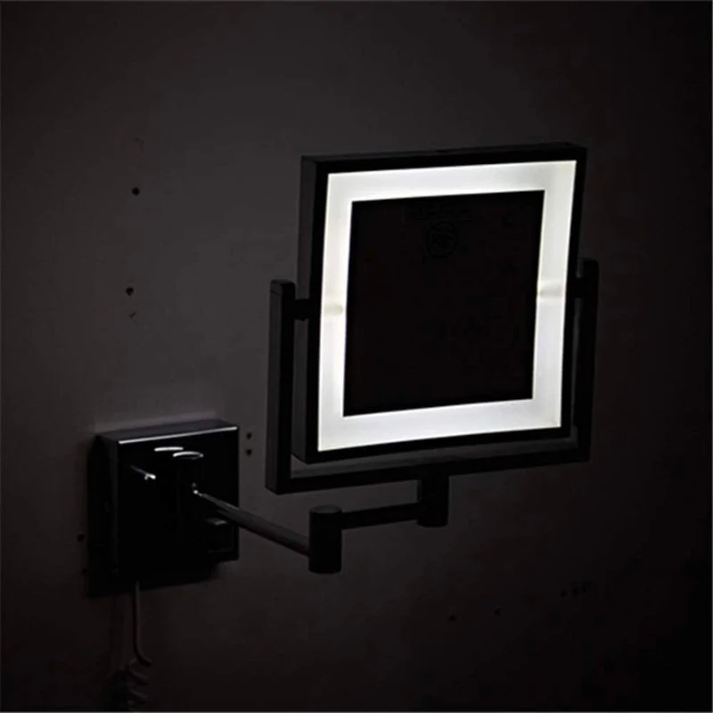 Wall Mounted LED Makeup Mirror Black 1X 3X Magnifying Adjustable Arm - Image 5