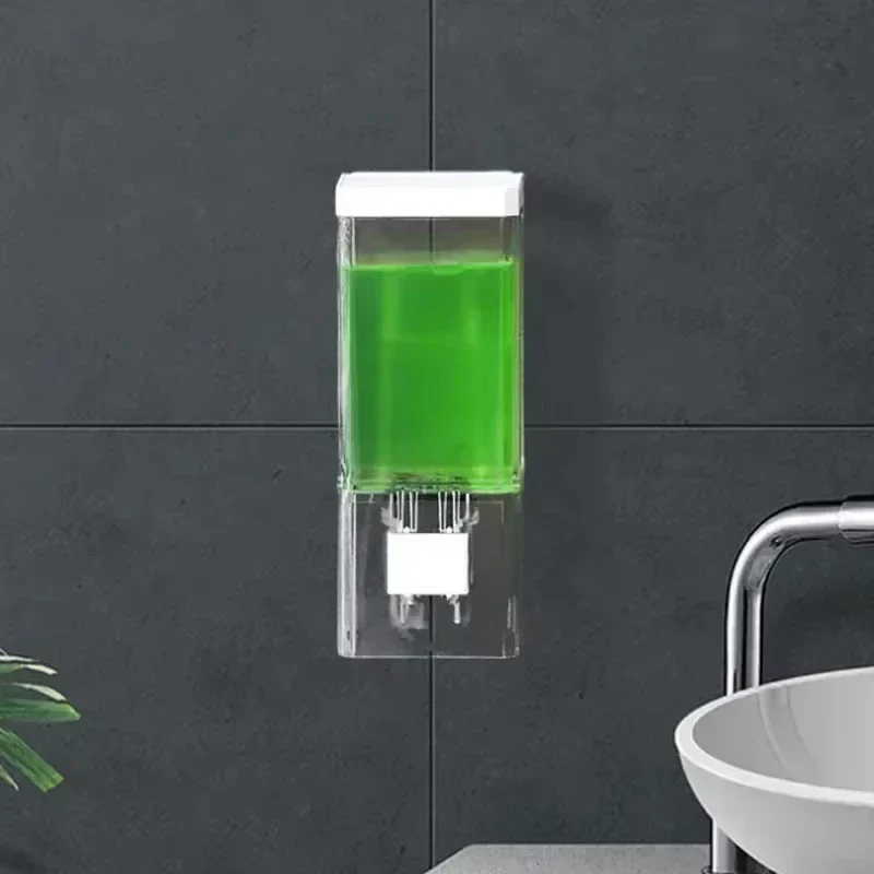 Wall-Mounted Manual Soap Dispenser Non-Perforated Traceless Bathroom Transparent - Image 3