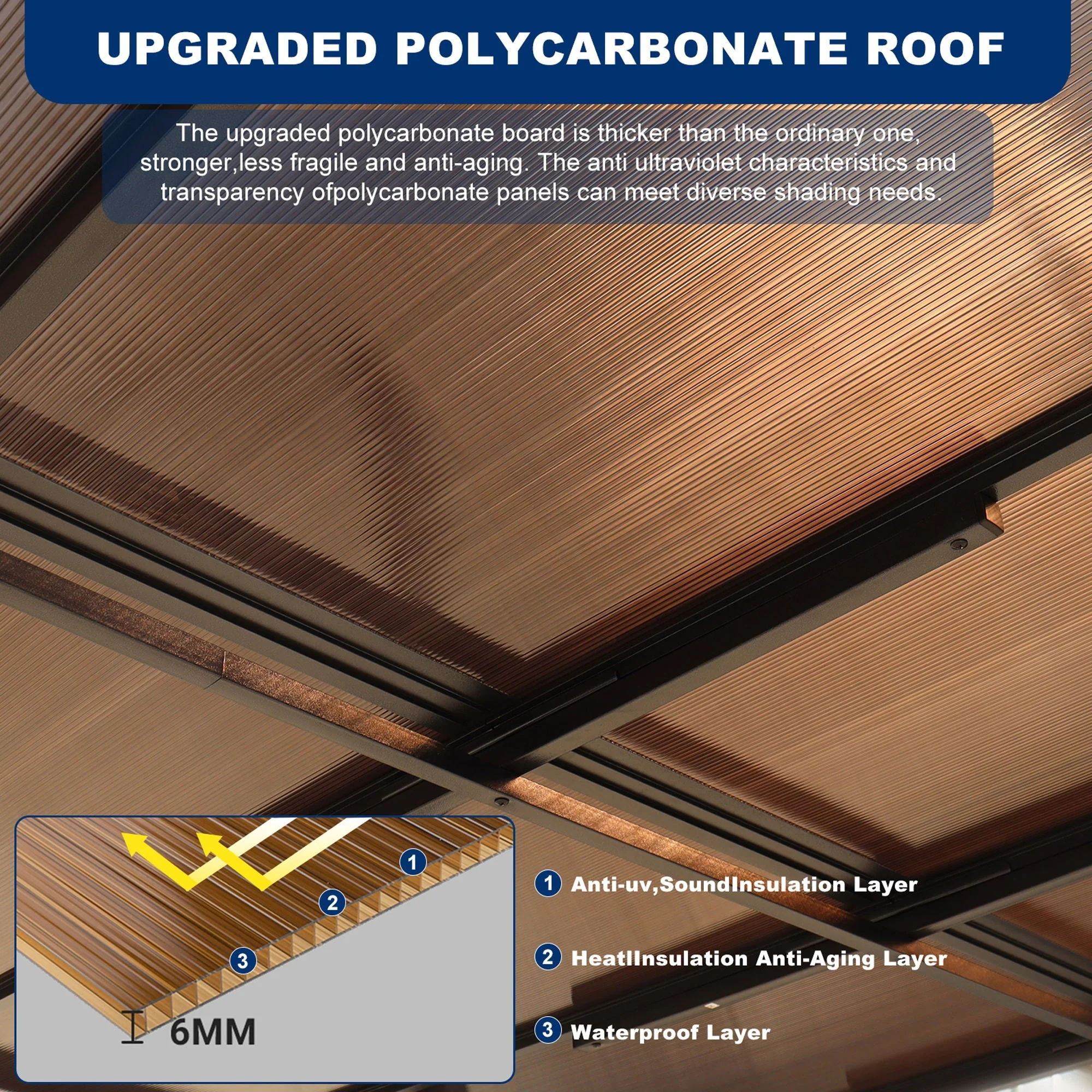 Wall Mounted Outdoor Pergola Gazebo with Heavy Duty Metal Awning and Roof - Image 7