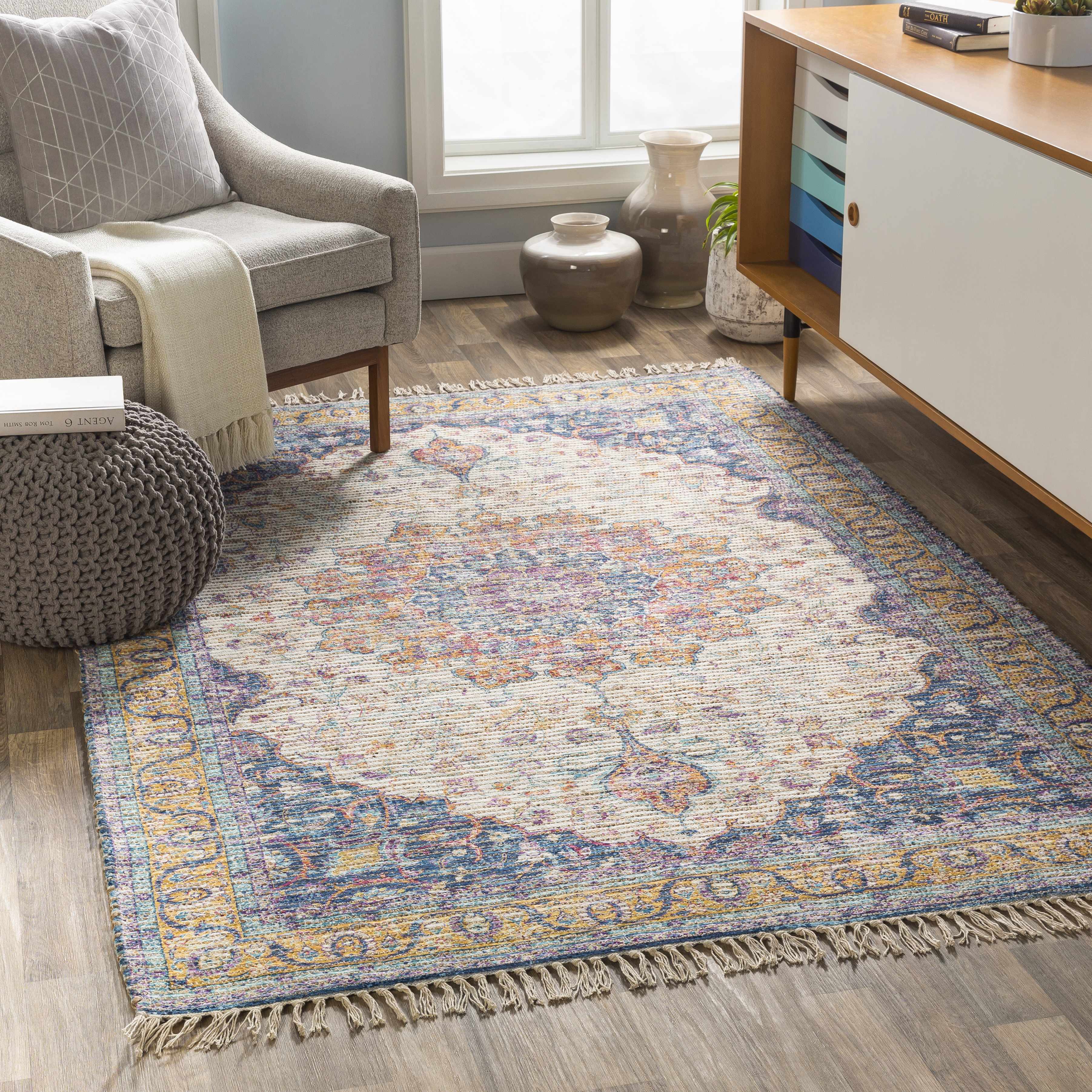 Wallburg Hand Woven Colorful Tassel Rug - Clearance - Image 4