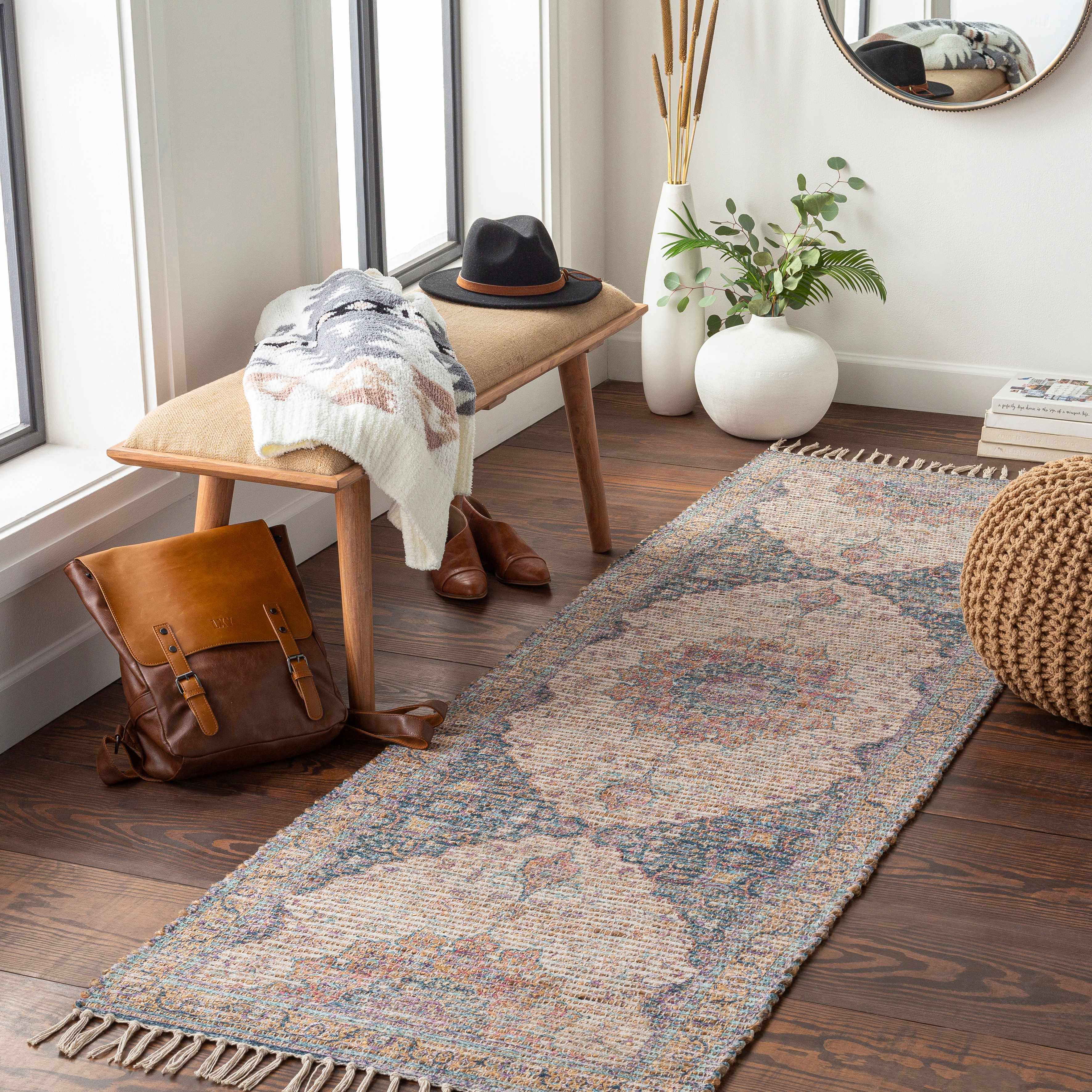 Wallburg Hand Woven Colorful Tassel Rug - Clearance - Image 5