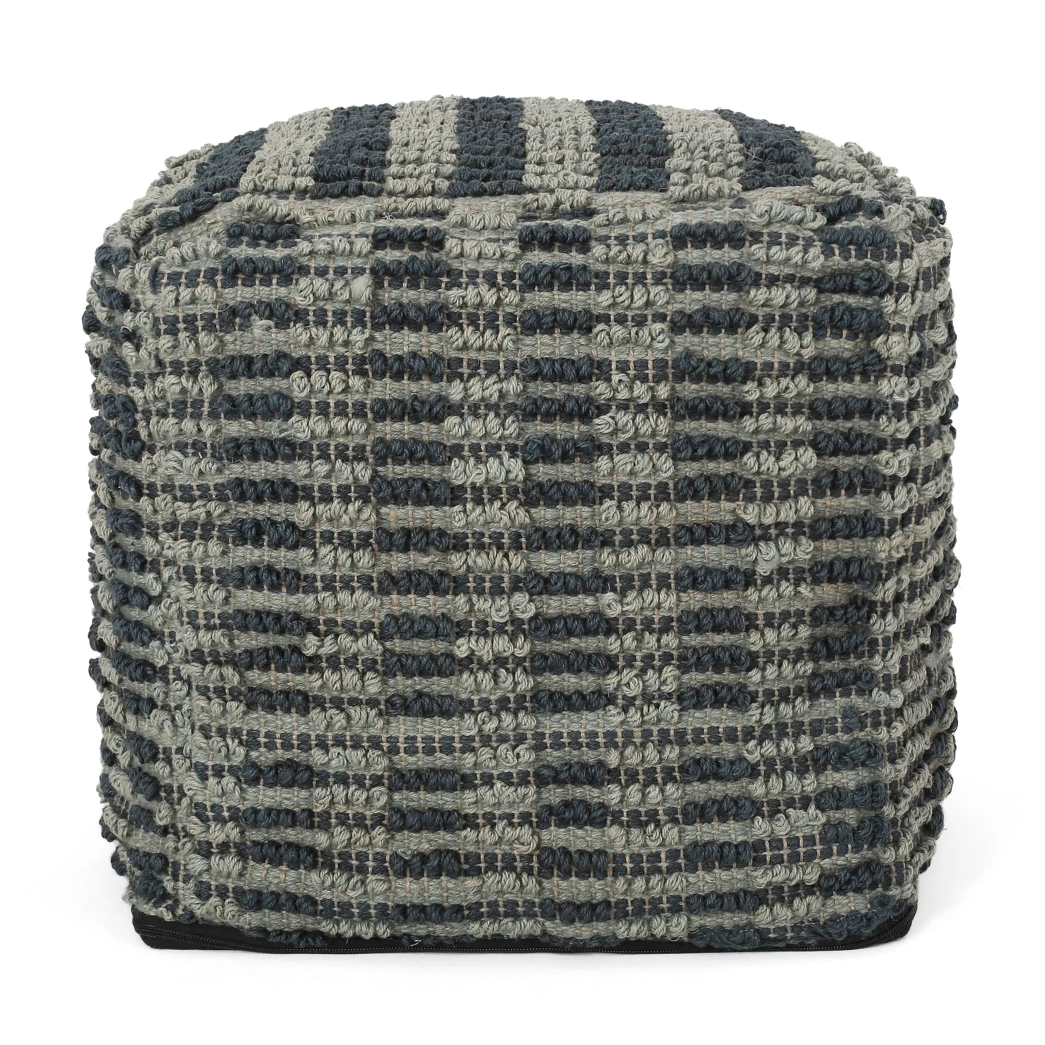 Walle Fabric Square Pouf Ottoman and Floor Cushion Teal Blue - Image 5