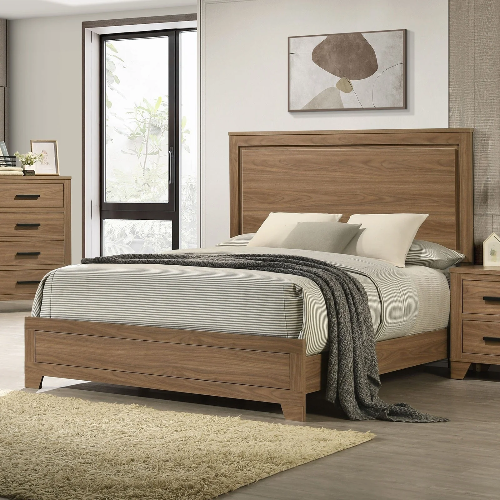 Walnut Chestnut 3pc Twin Size Bedroom Set with Nightstands - Image 10