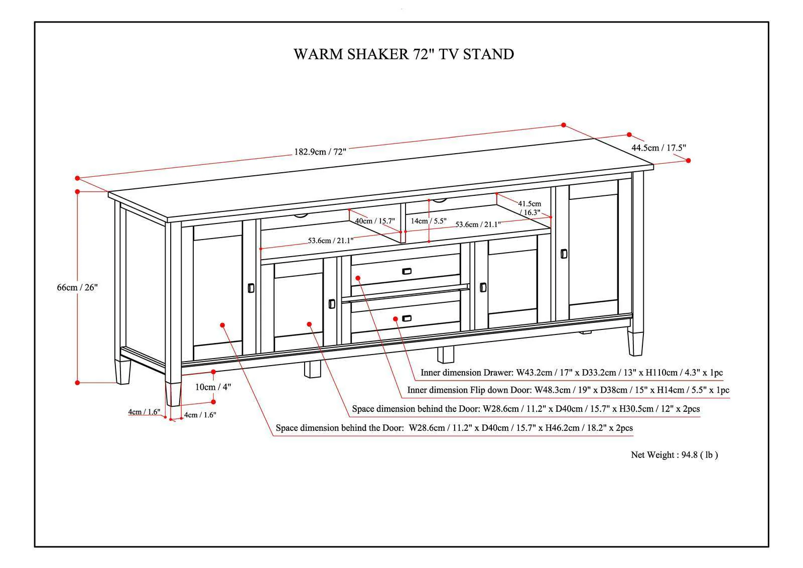 Warm Shaker 72' TV Media Stand - Black - Image 7