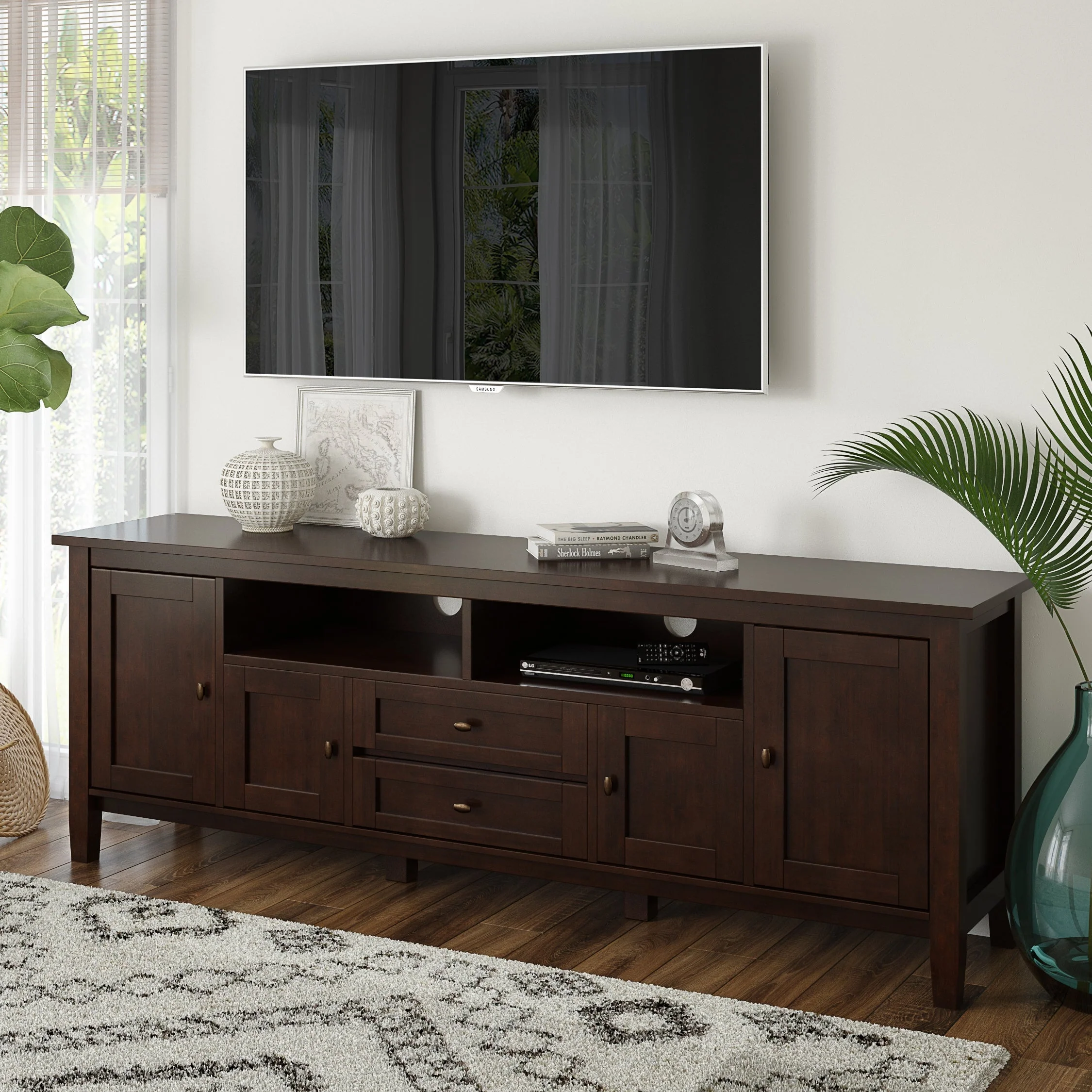 Warm Shaker 72" TV Media Stand - Russet Brown - Image 8