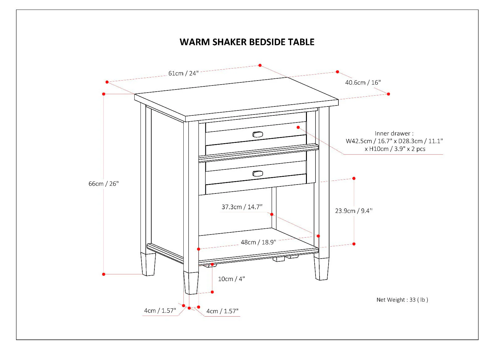 Warm Shaker Bedside Table - Black - Image 6