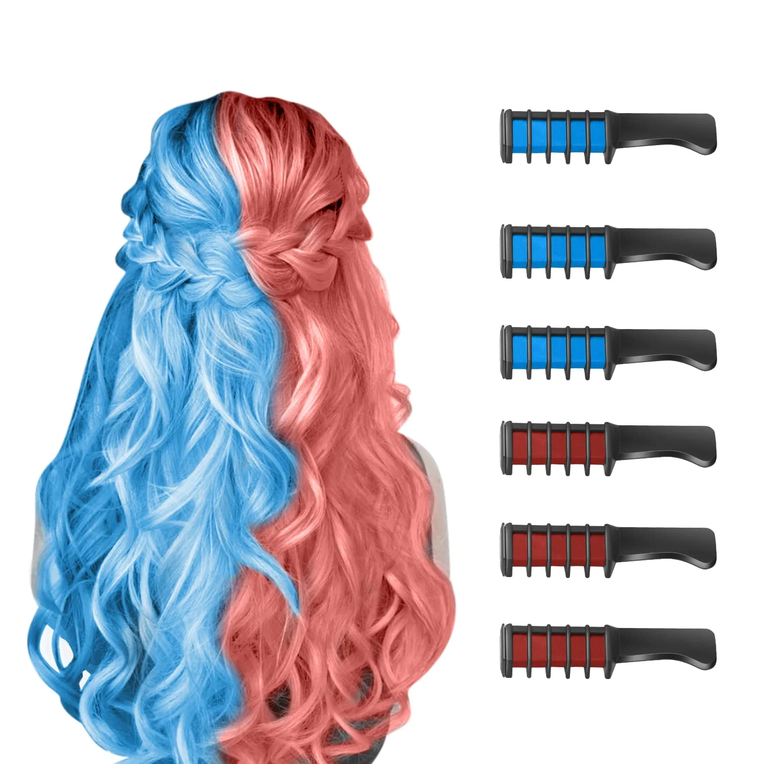 Washable Hair Chalk Comb for Kids Temporary Color Hair Dye Tool - Image 4
