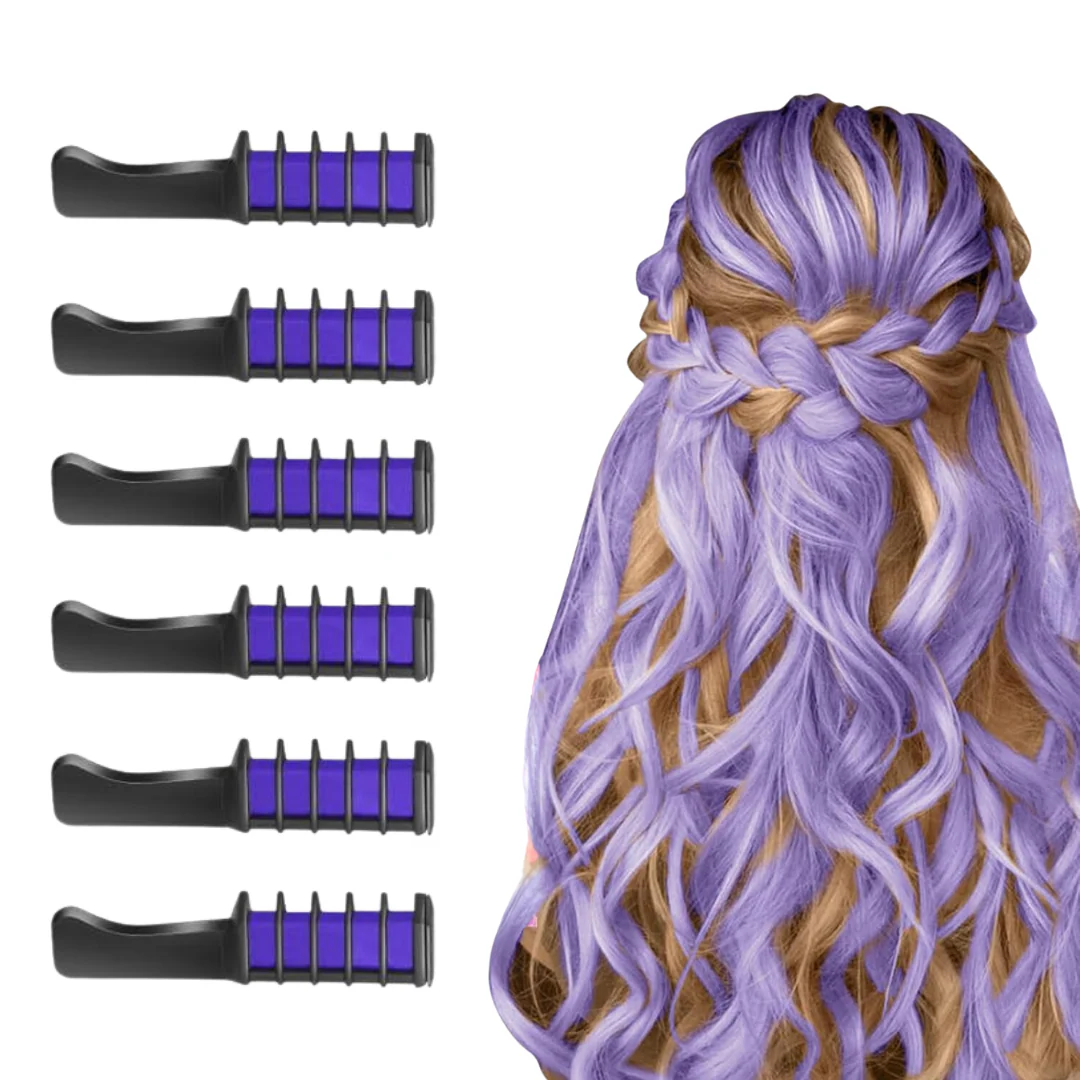 Washable Hair Chalk Comb for Kids Temporary Color Hair Dye Tool - Image 6