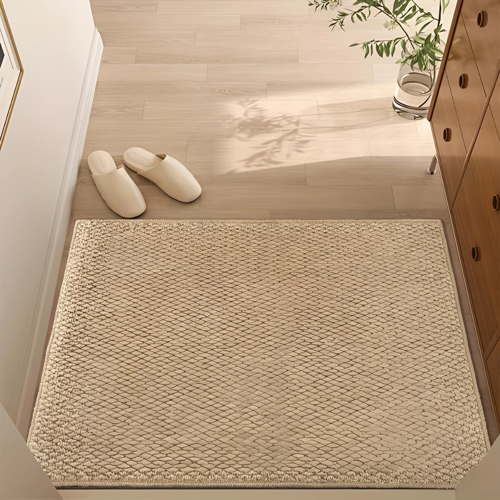 Washable Non Slip Indoor Doormat Beige Jute Look Entry Rug 50x80-80x120cm - Image 2