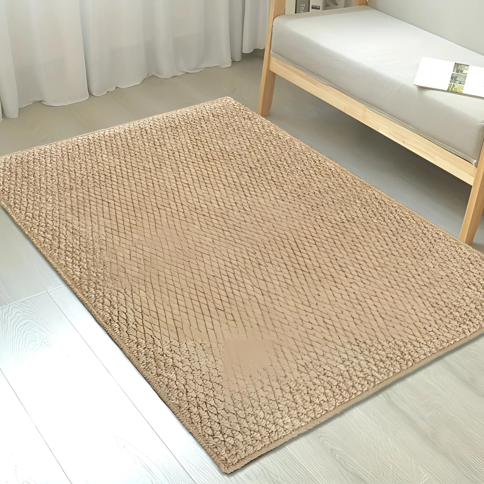 Washable Non Slip Indoor Doormat Beige Jute Look Entry Rug 50x80-80x120cm - Image 3