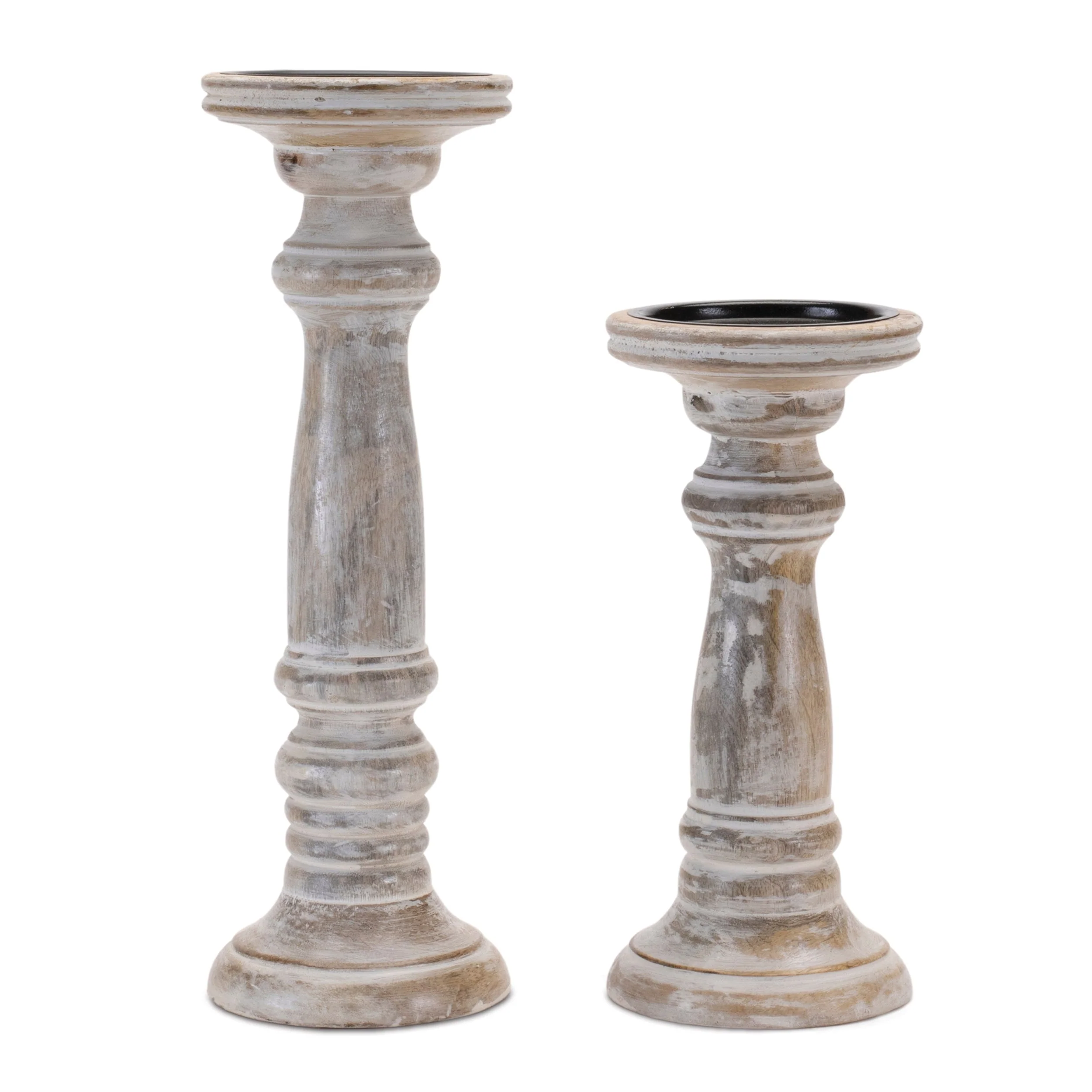 Washed mango wood candle holder (set of 2) - Image 2