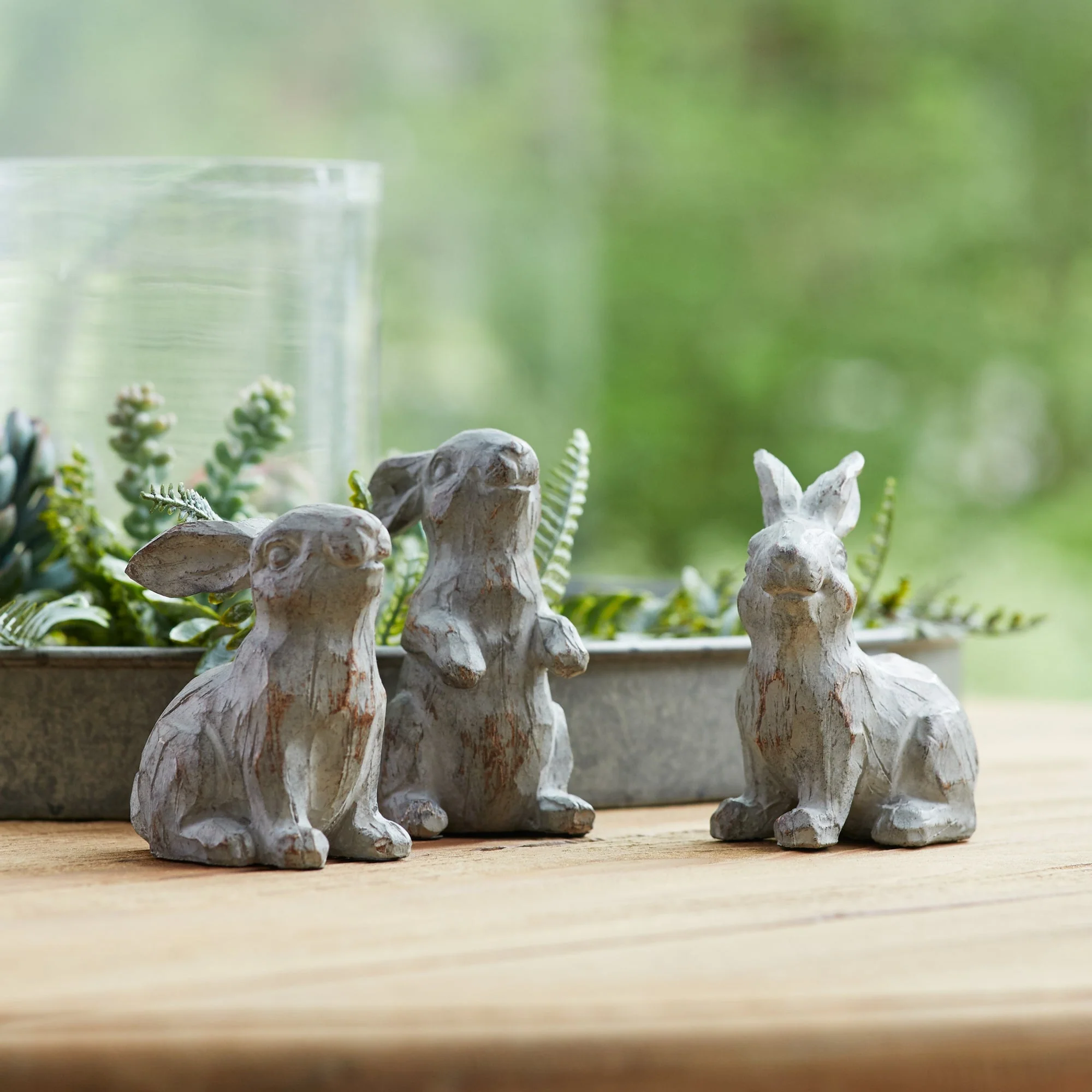Washed stone garden rabbit figurine (set of 6) - Image 3