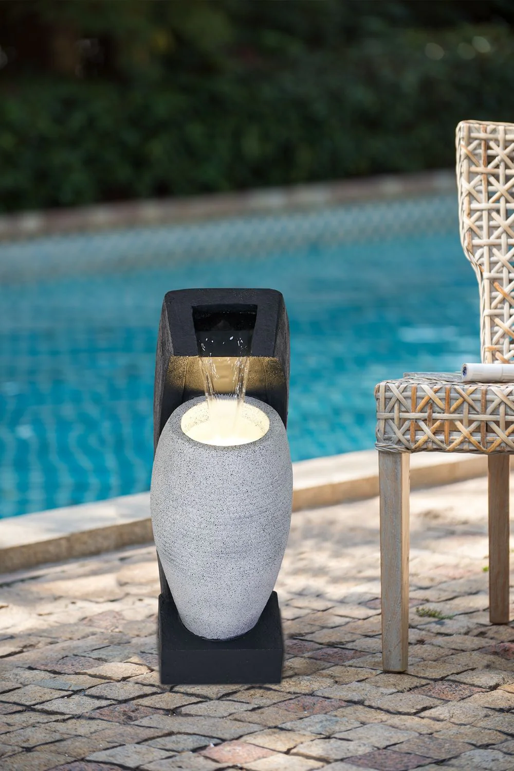 Water Fountain With Vase Design, Light And Pump - Image 5