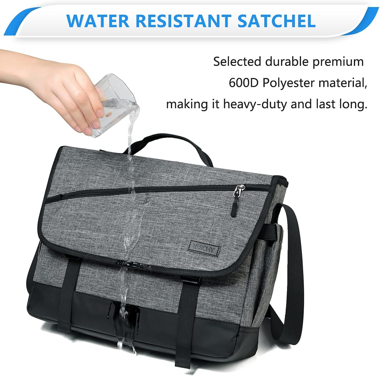 Water Resistant Laptop Messenger Bag 17 Inch Work Shoulder Bag - Image 3