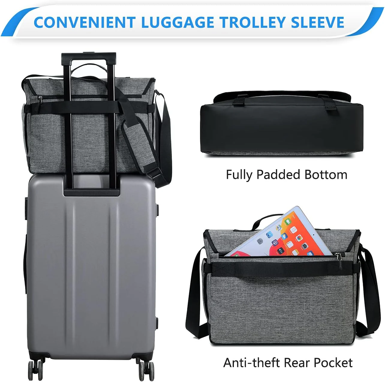 Water Resistant Laptop Messenger Bag 17 Inch Work Shoulder Bag - Image 5